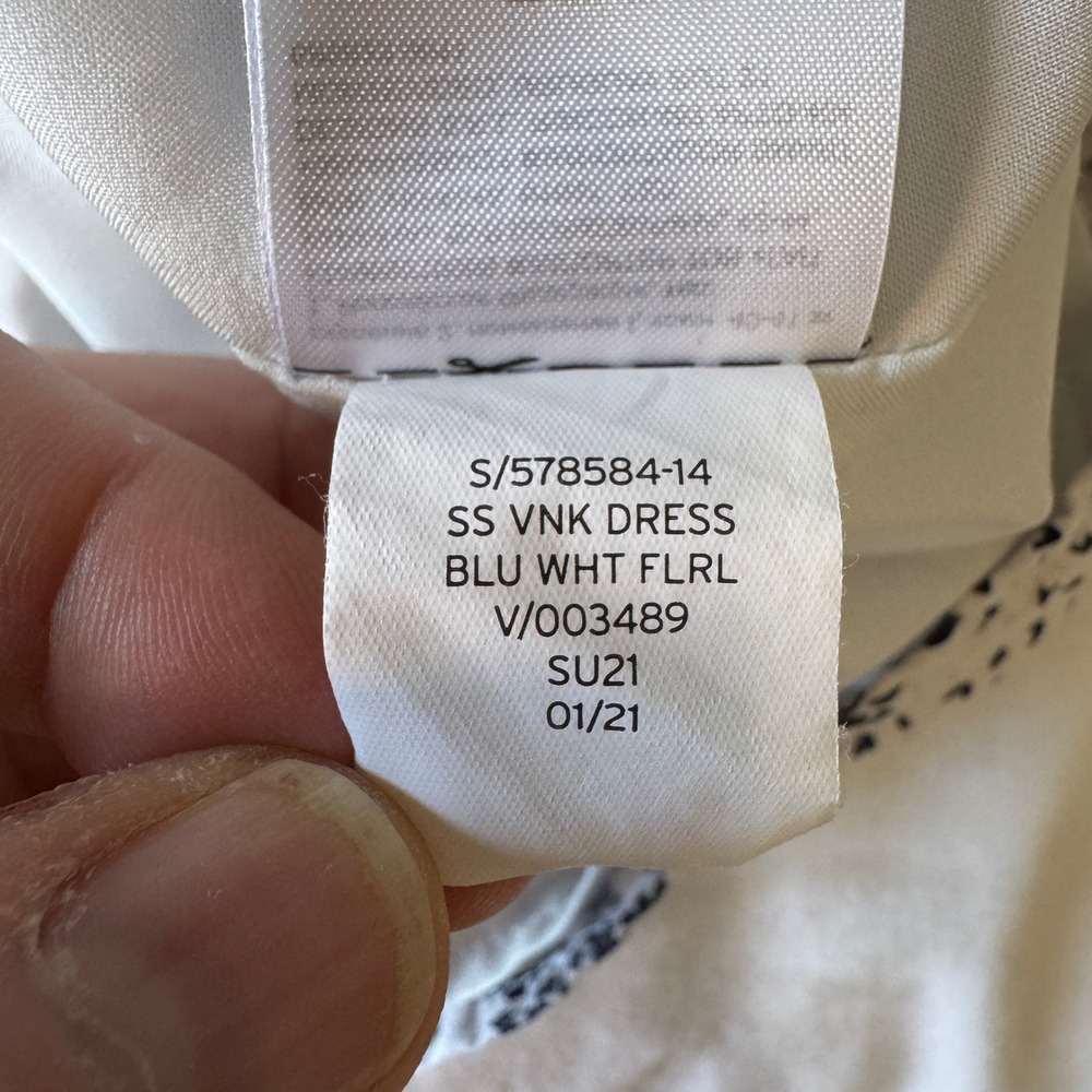 GAP Women's Floral Print V Neck Sleeveless Casual Mini Dress White Large - Picture 7 of 11